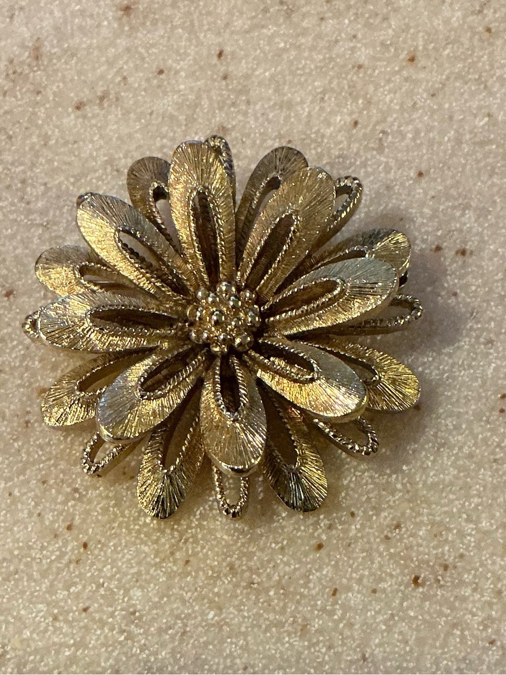 Monet Gold-Tone Floral Layered Brooch